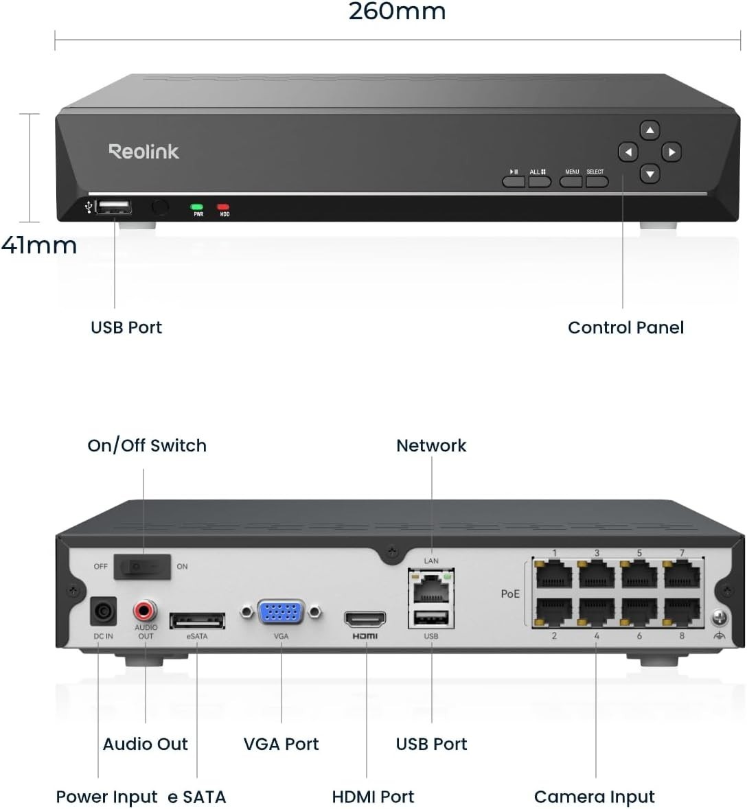 8CH NVR for Home Security, 24/7 Recording, No HDD