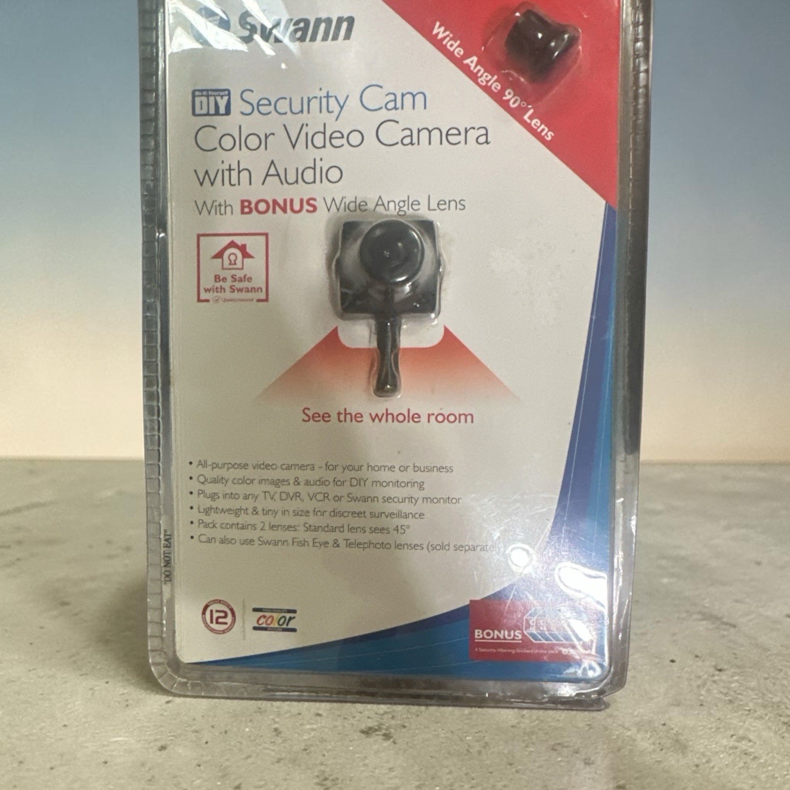 Swann Security Cam Camera Color video Audio With A 90 Degree Angle Lens