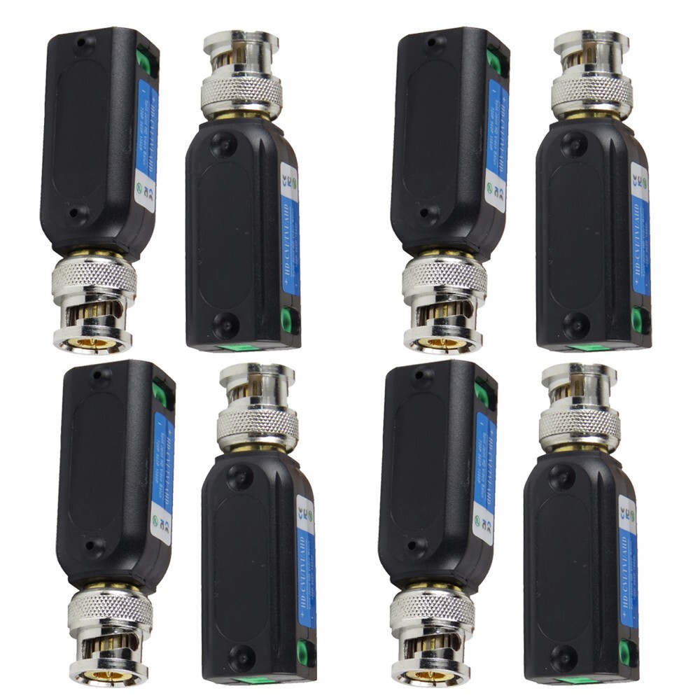 8-Pack HD 1CH Passive Video Balun Compatible W/All HD-CVI TVI AHD Cable SCT-218B