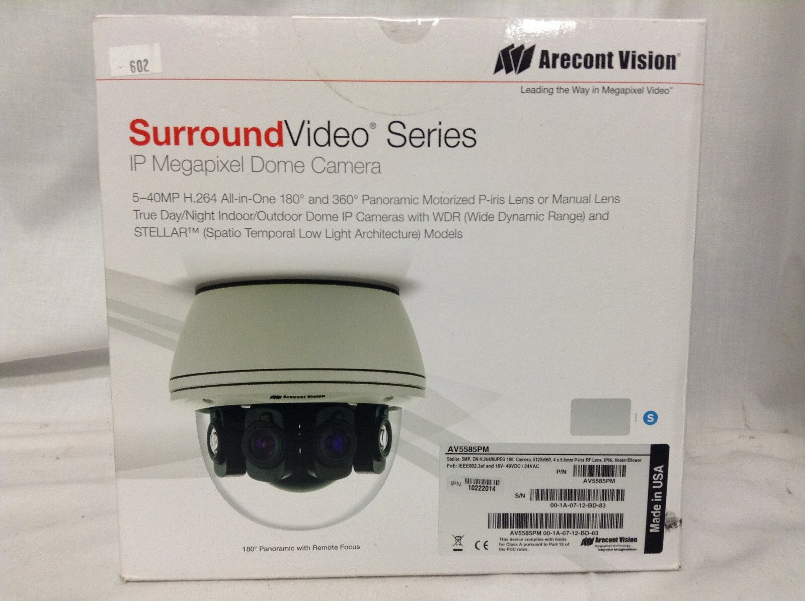 Arecont Vision AV5585PM SurroundVideo Series IP 5-40 MP h.264 Dome Camera