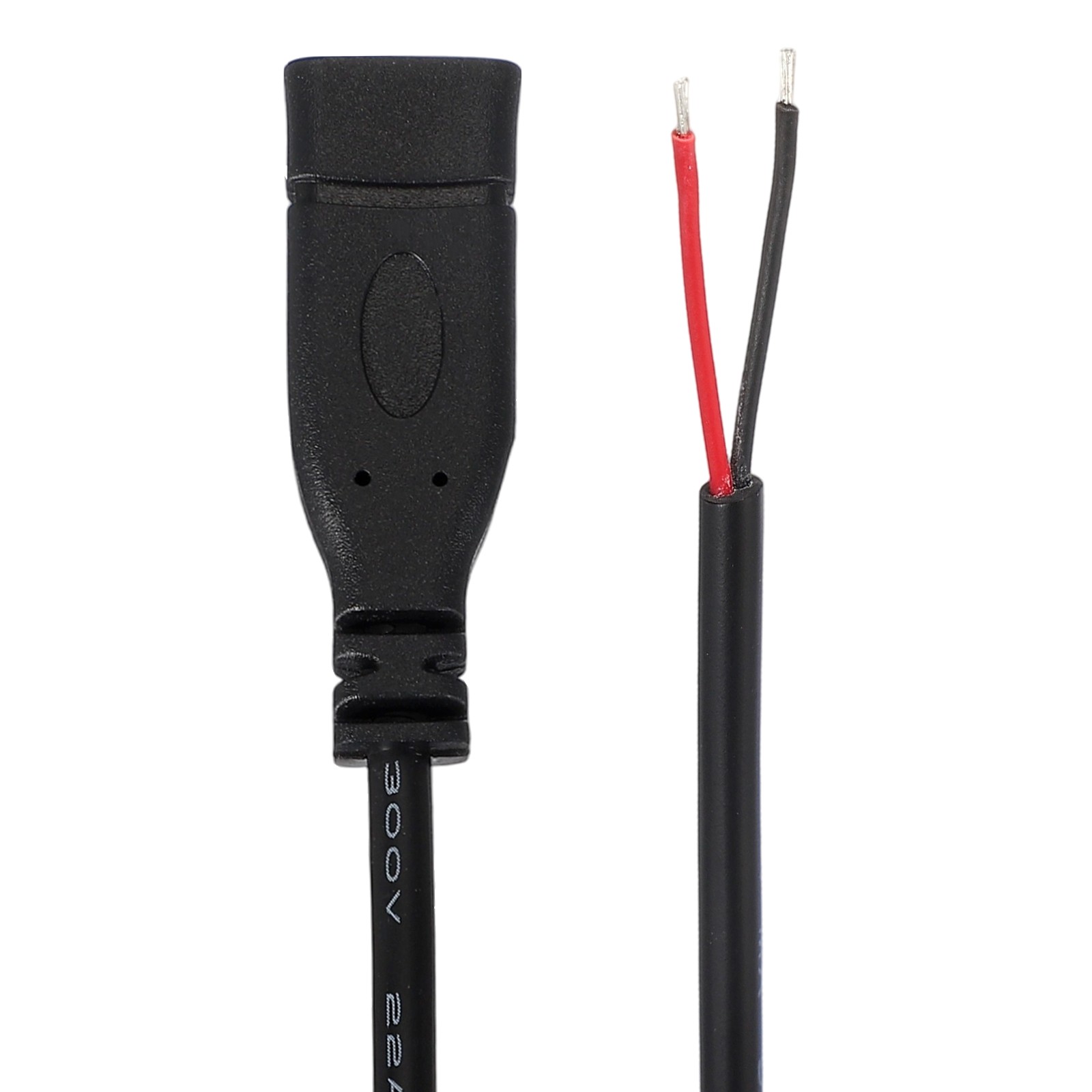 0.25M/0.8Ft Type C Female Plug Bare Wire Cable, 22AWG 12V 3A 2 Pin 4 Pcs