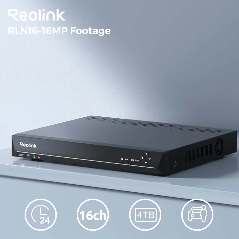 Reolink 4K 16CH 4TB NVR PoE Security Camera System 24-7 Recording RLK16-800B8