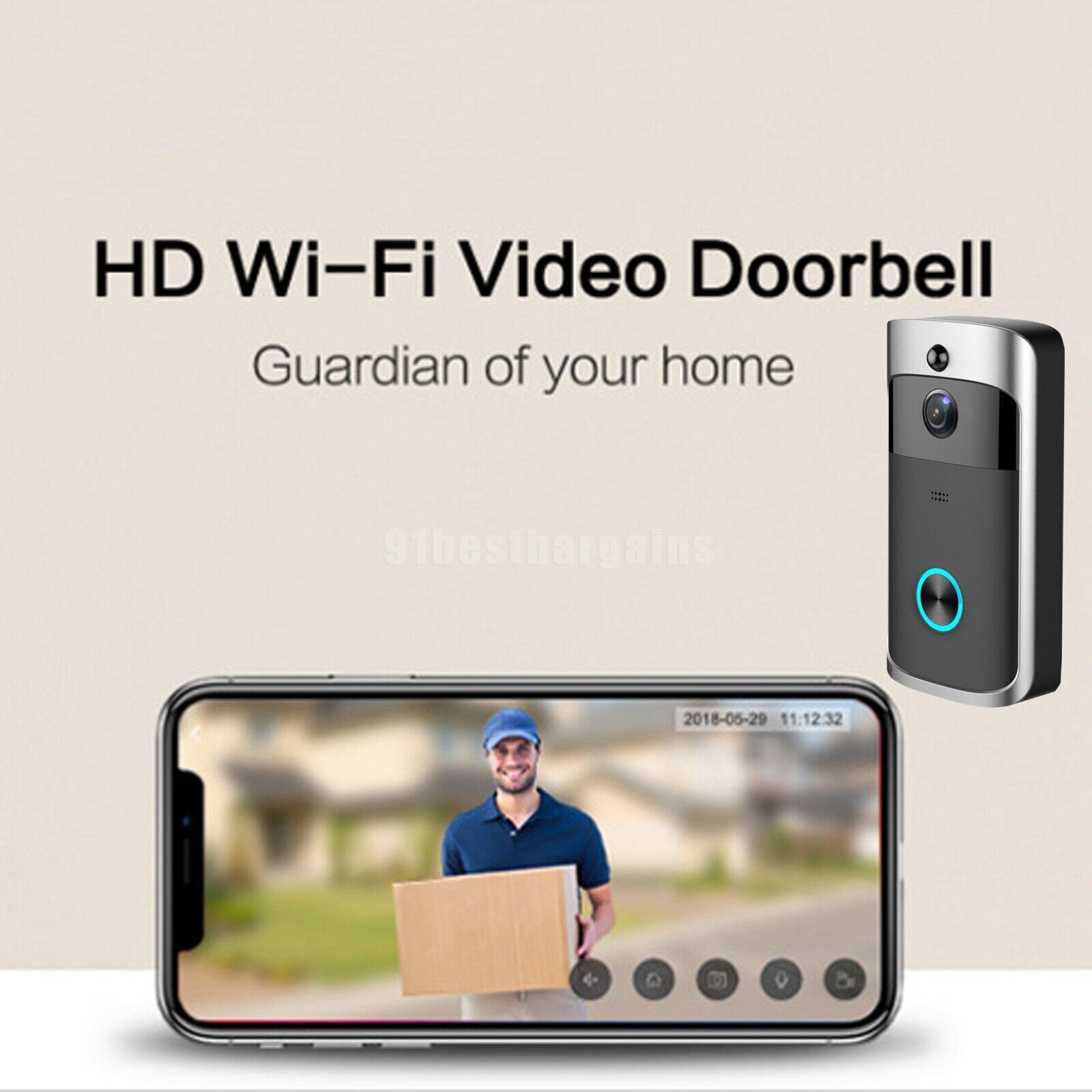 Wireless WiFi Video Doorbell Smart Phone Door Ring Intercom Security Camera Bell