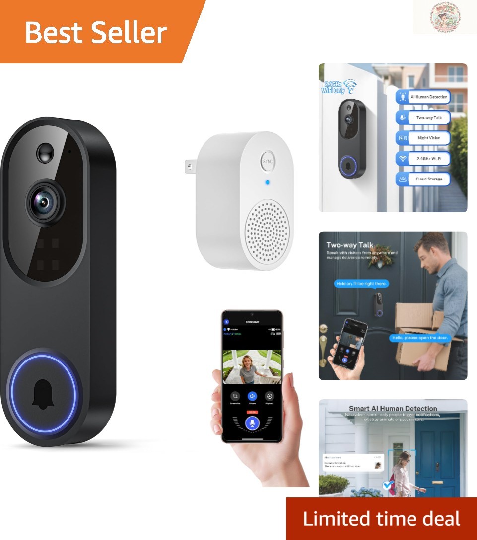 Weather-Resistant 1080p Wireless Doorbell Camera with Night Vision Capabilities