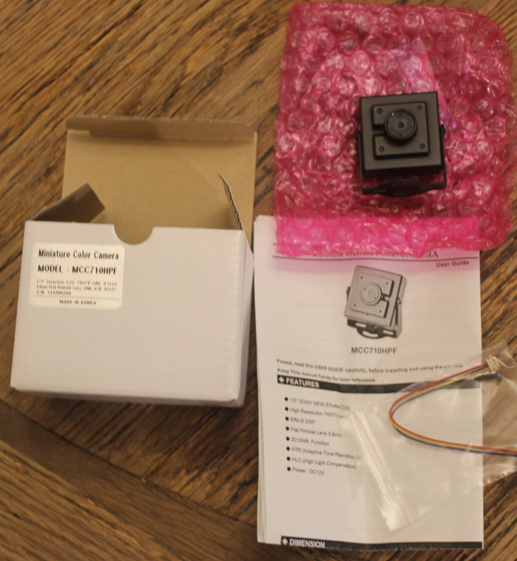Sony Interline 1/3″ CCD mini Color camera 3.6mm flat pinhole lens 700tv line
