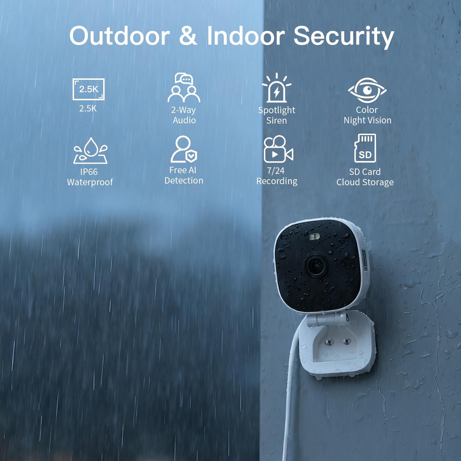 Vimtag Security Camera Outdoor 2.5K, 1 Count (Pack of 1), 2.5K/4MP White