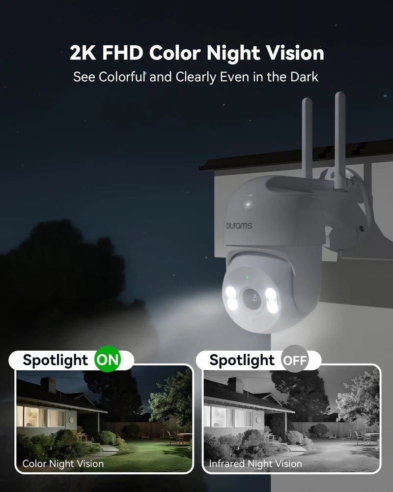 blurams 2K Security Camera Outdoor, 360° PTZ Cameras for Home Security – IP66