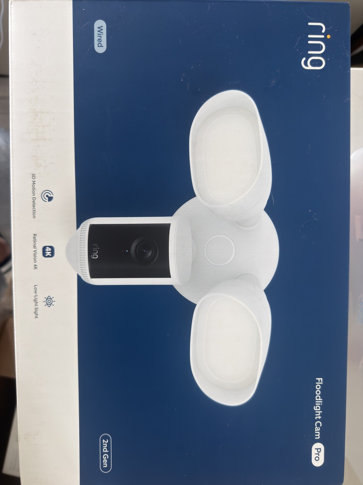 New Ring Floodlight Cam Pro Wired 2nd Gen (Newest Model) Retinal 4K – White