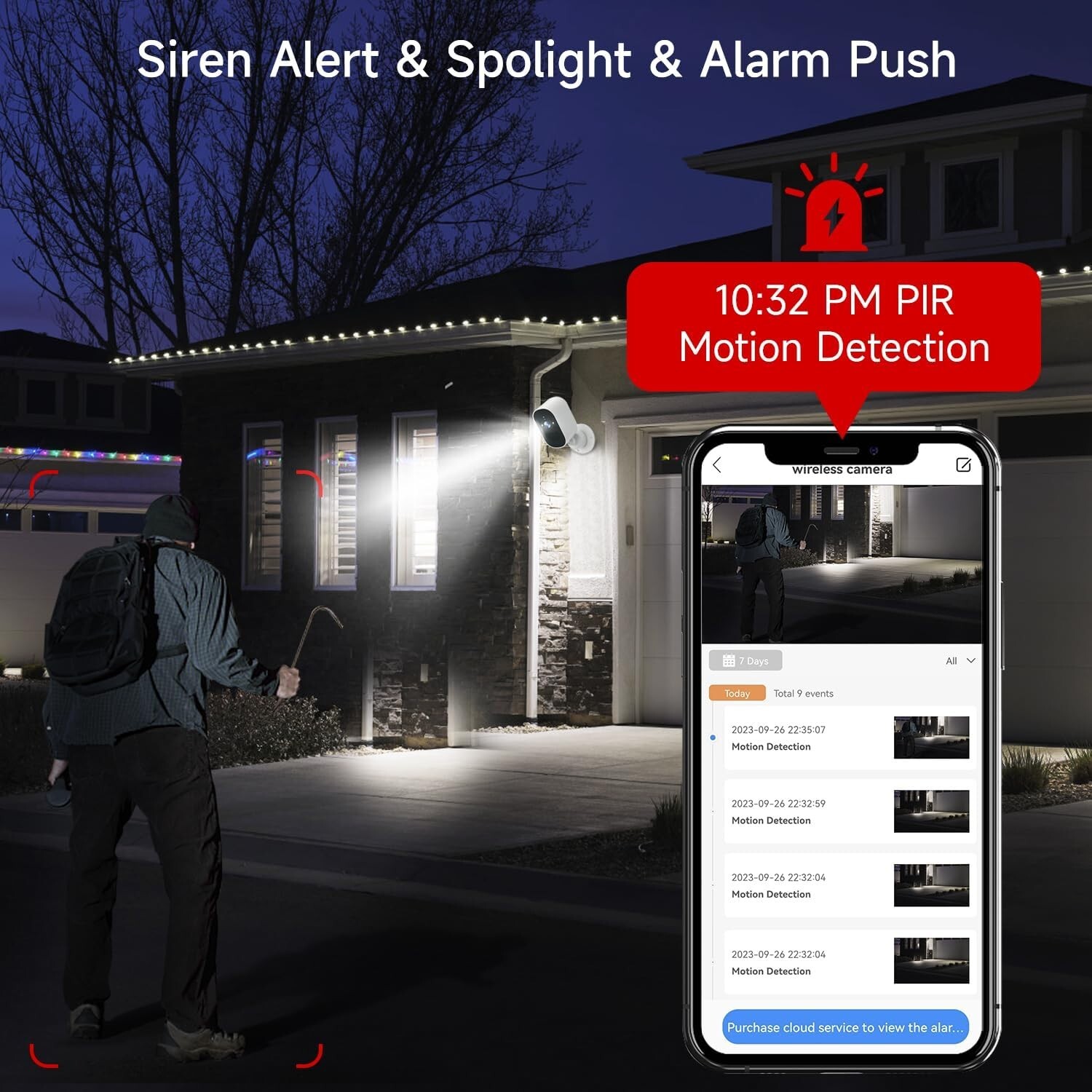 XVIM Security Cameras Wireless 1080P 2K Wi-Fi Battery Powered Spotlight Home Cam