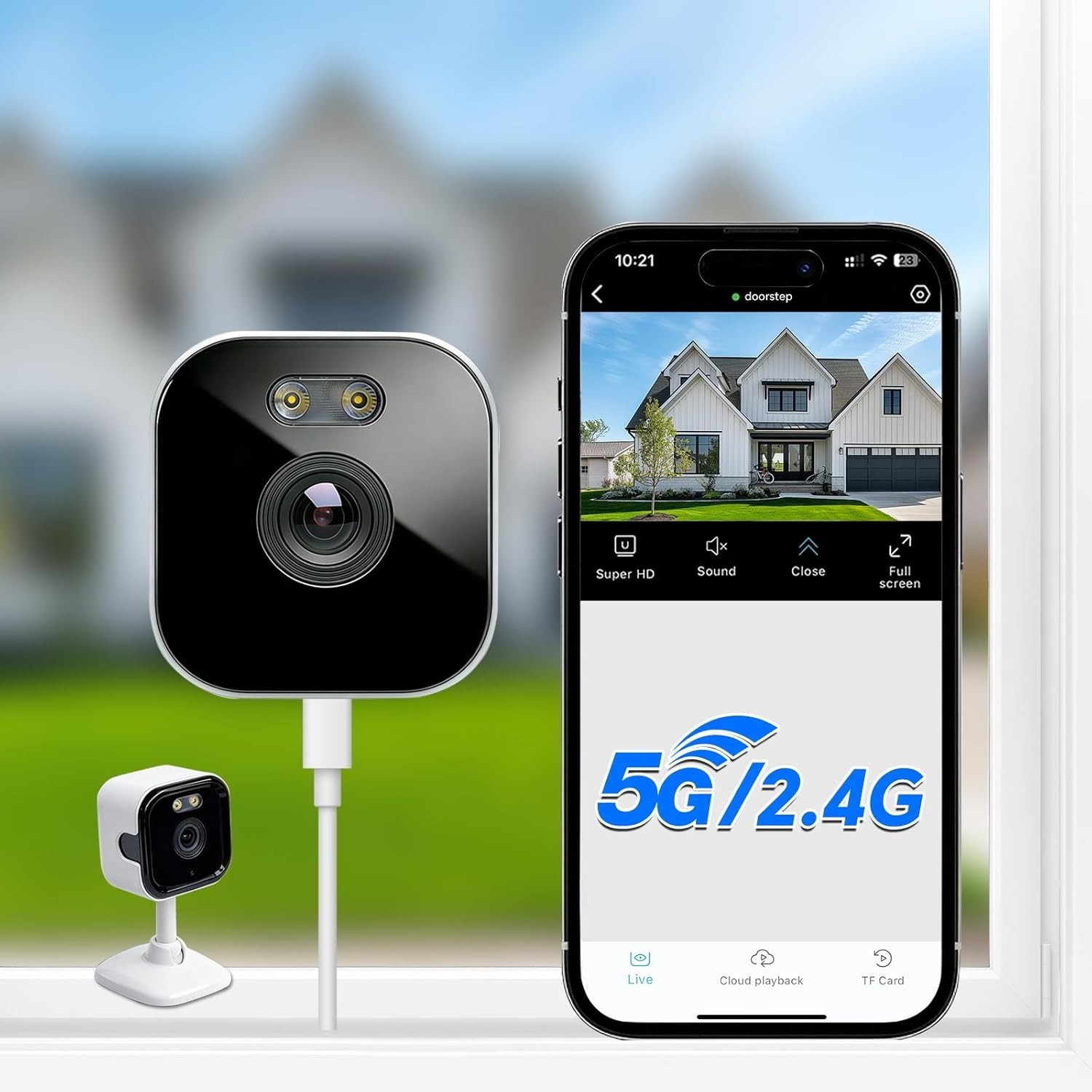 2K Window Camera,Full-Color Night Vision,Person & Motion Detection,Two-Way Audio