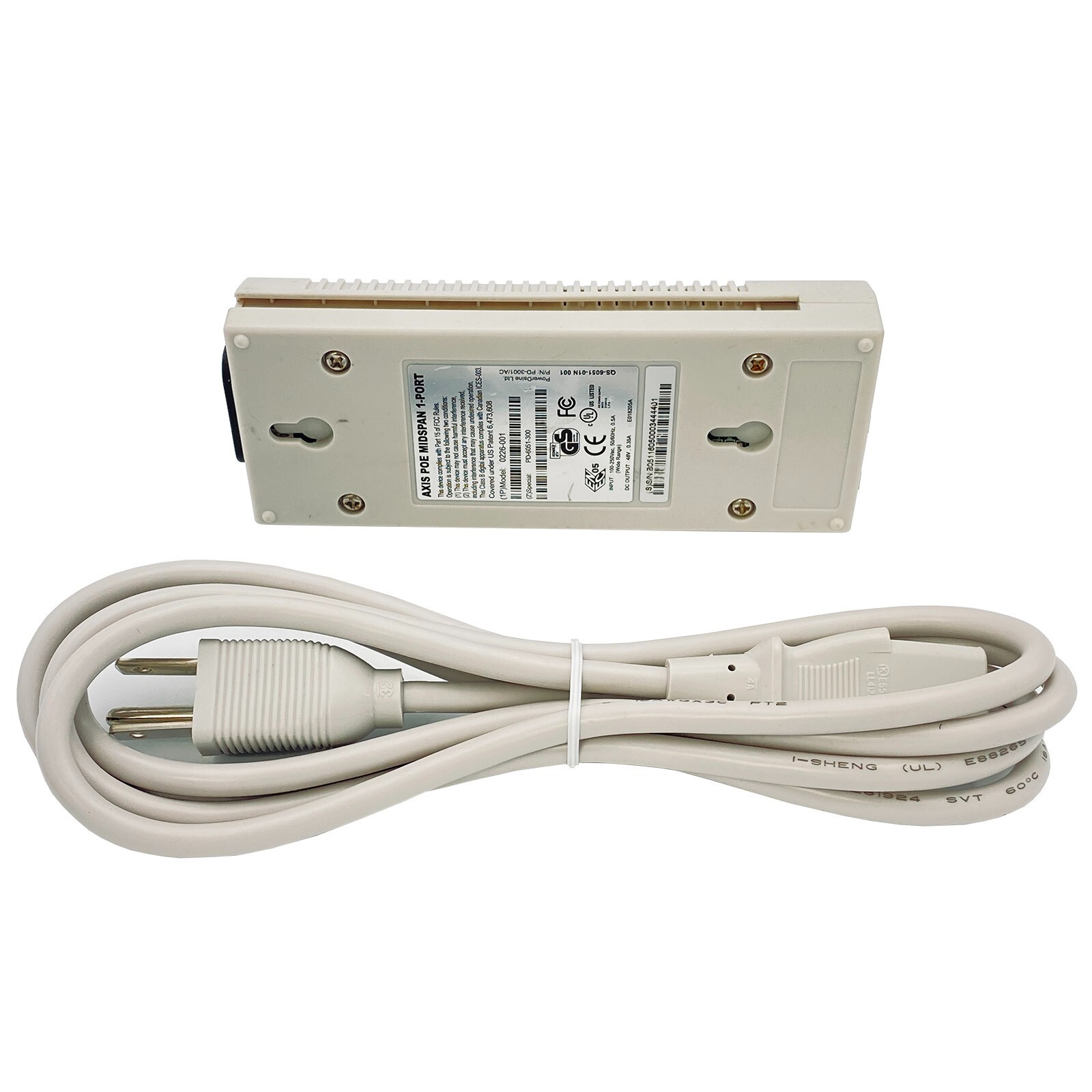 AXIS Communications PoE Midspan 1-Port 0226-001 PD-3001/AC – 48V 0.35A E018205A