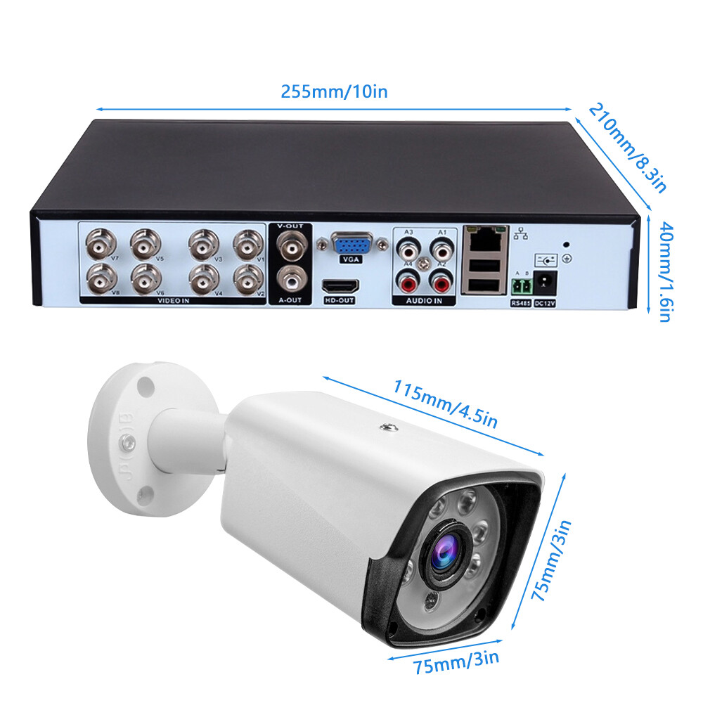 8CH H.265+ 5MP Lite DVR 1080P FHD Home Security Camera System Kit Outdoor CCTV