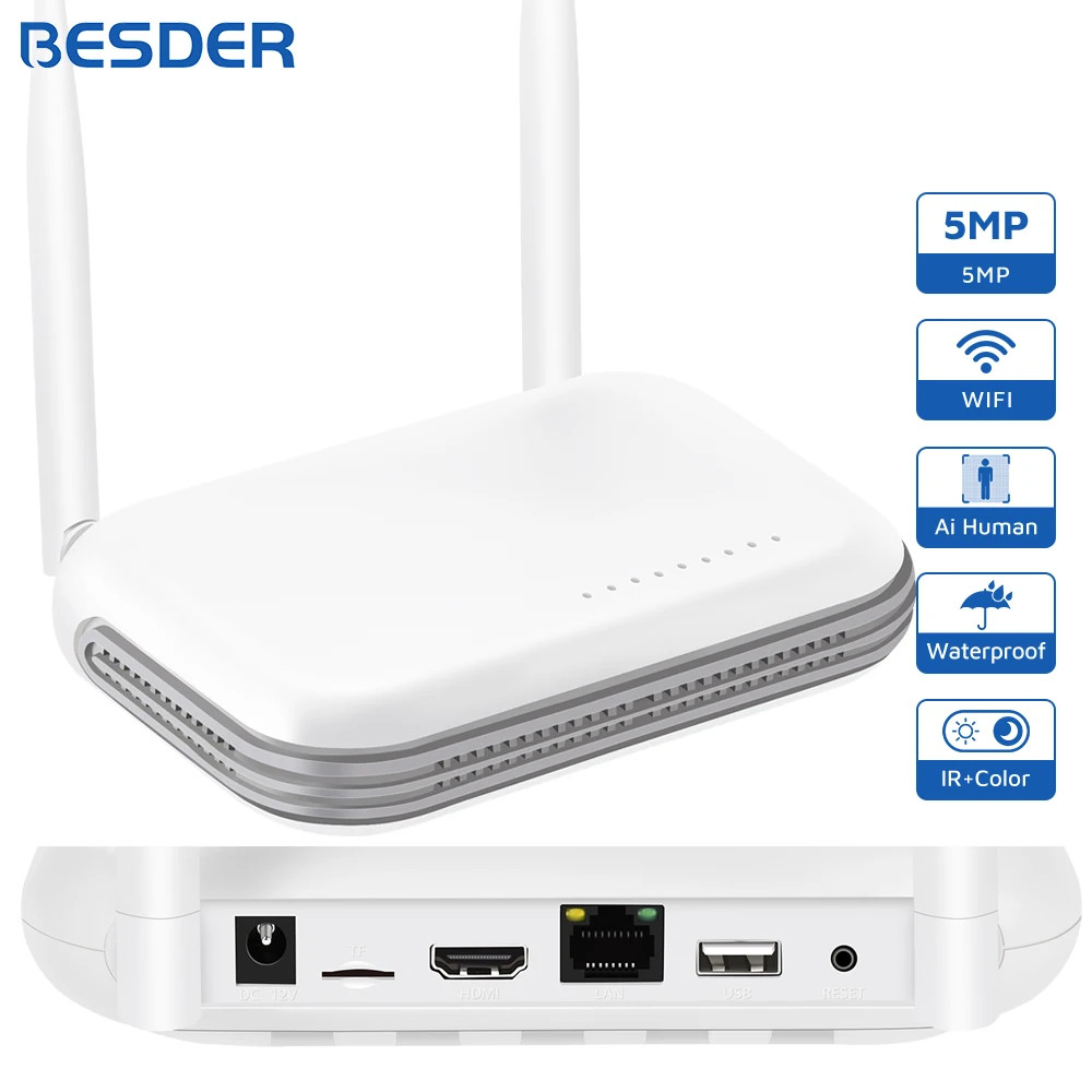 WiFi NVR 8CH 3MP/4CH 5MP H.265 Onvif Network Video Recorder for Wireless Securit