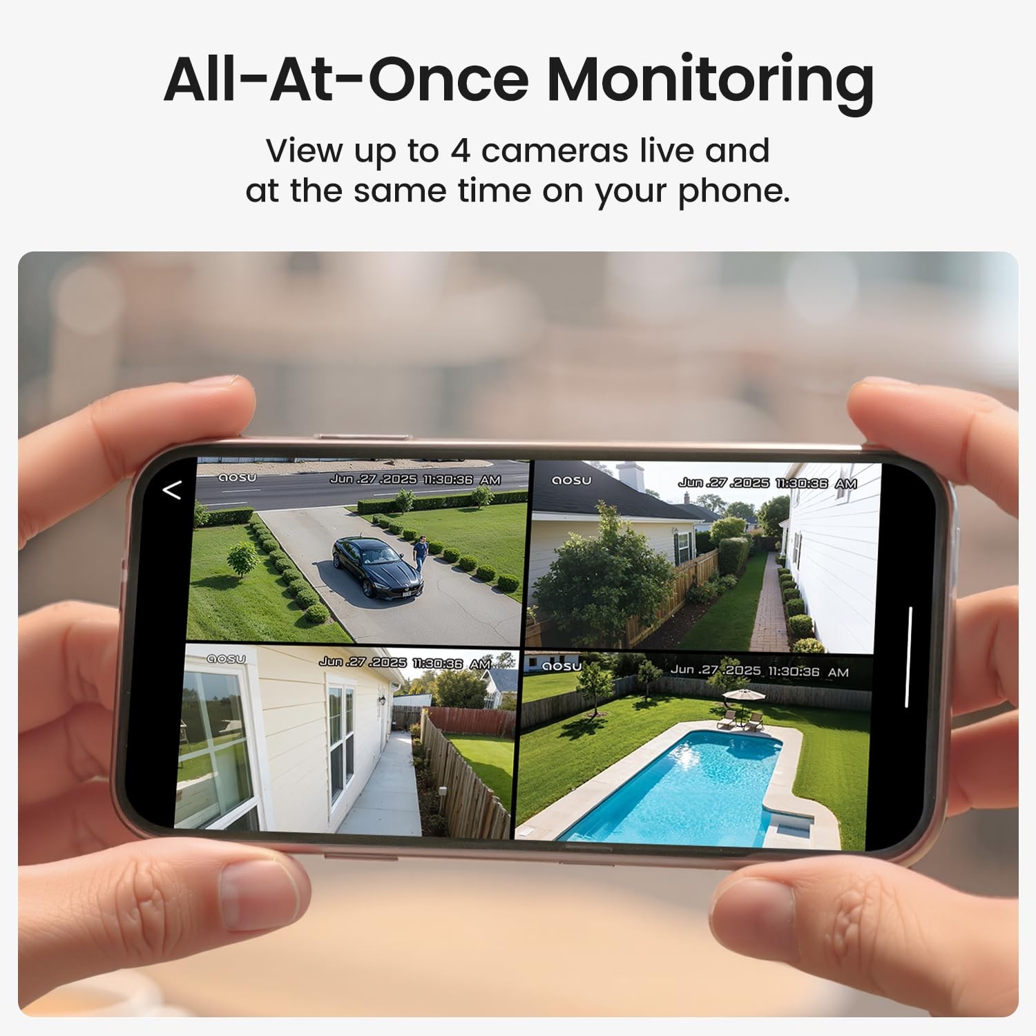aosu D1 Classic 2-Cam Kit, Security Cameras Wireless Outdoor, Solar Powered