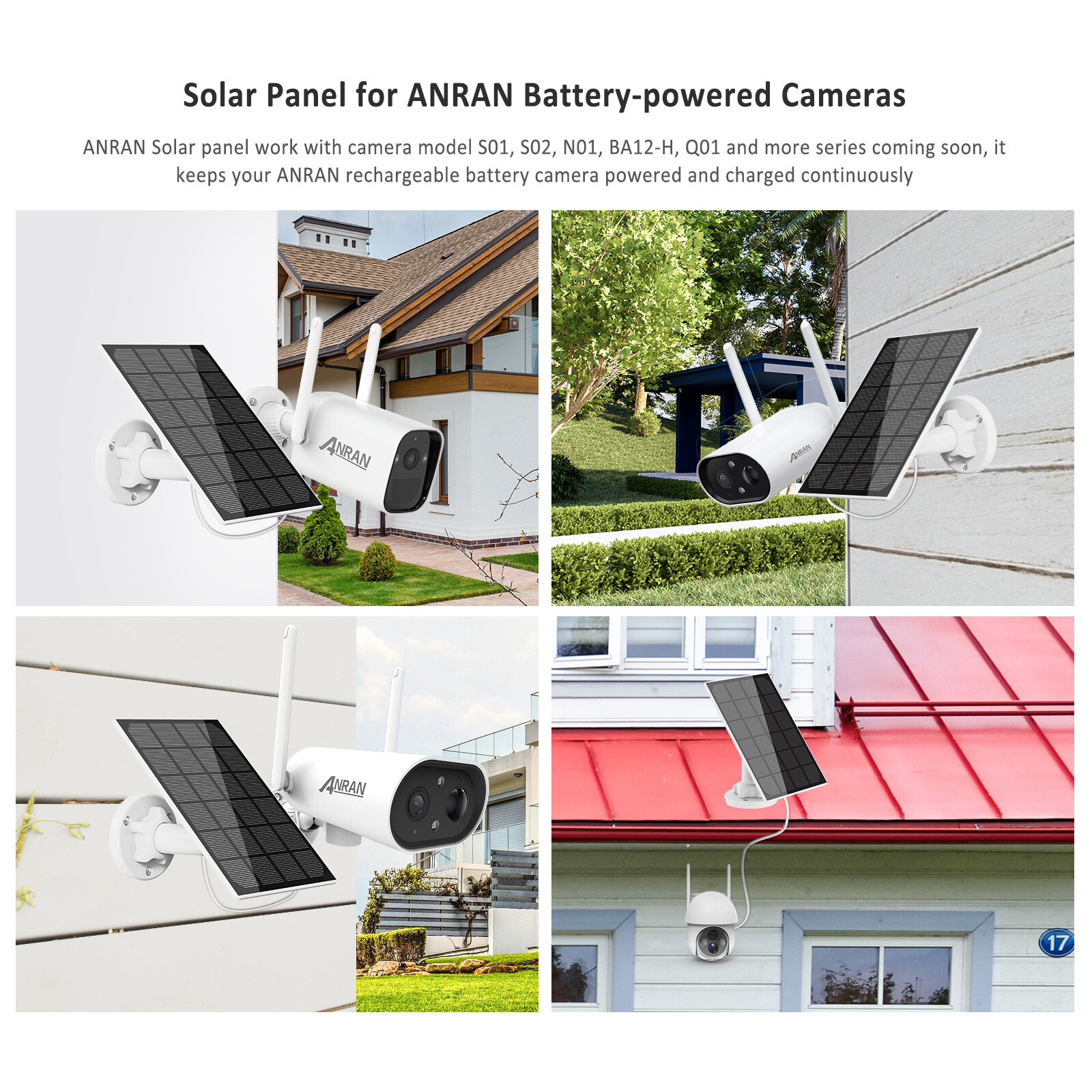 ANRAN Solar Panel For Wiireless Solar & Battery Powered Rechargeable IP Cameras