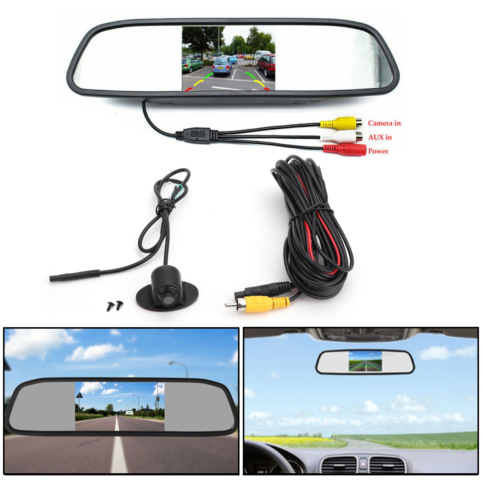 Side View 360° Car Rear View Parking Camera + TFT-LCD Color 4.3″ Monitor Kit