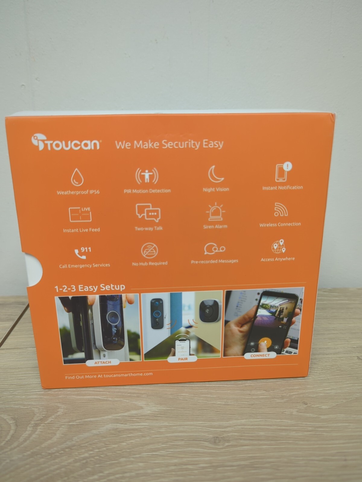 NEW Toucan Wireless Video Doorbell System w/ Rechargeable Battery Live Feed App