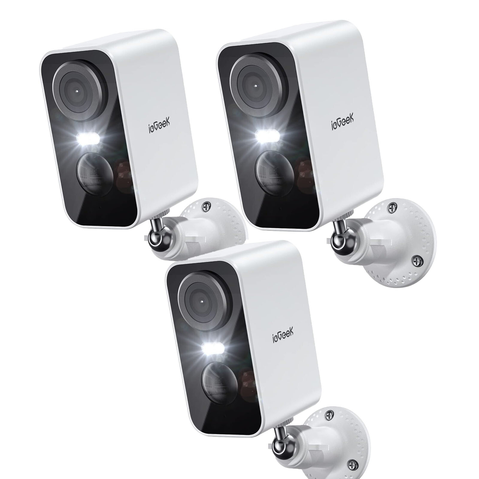 ieGeek Wireless Outdoor 3-Pack 2K WiFi Security Cameras Battery Powered Homesafe