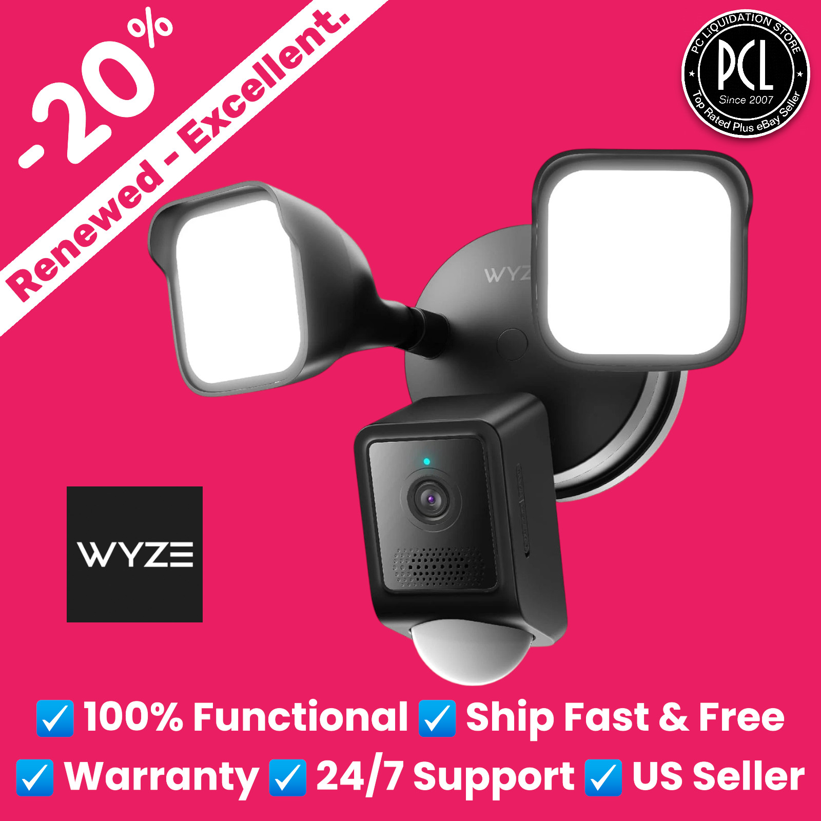 ✅ WYZE Floodlight Camera v2 Security Camera Outdoor 2K HD with Color Night BK ✅