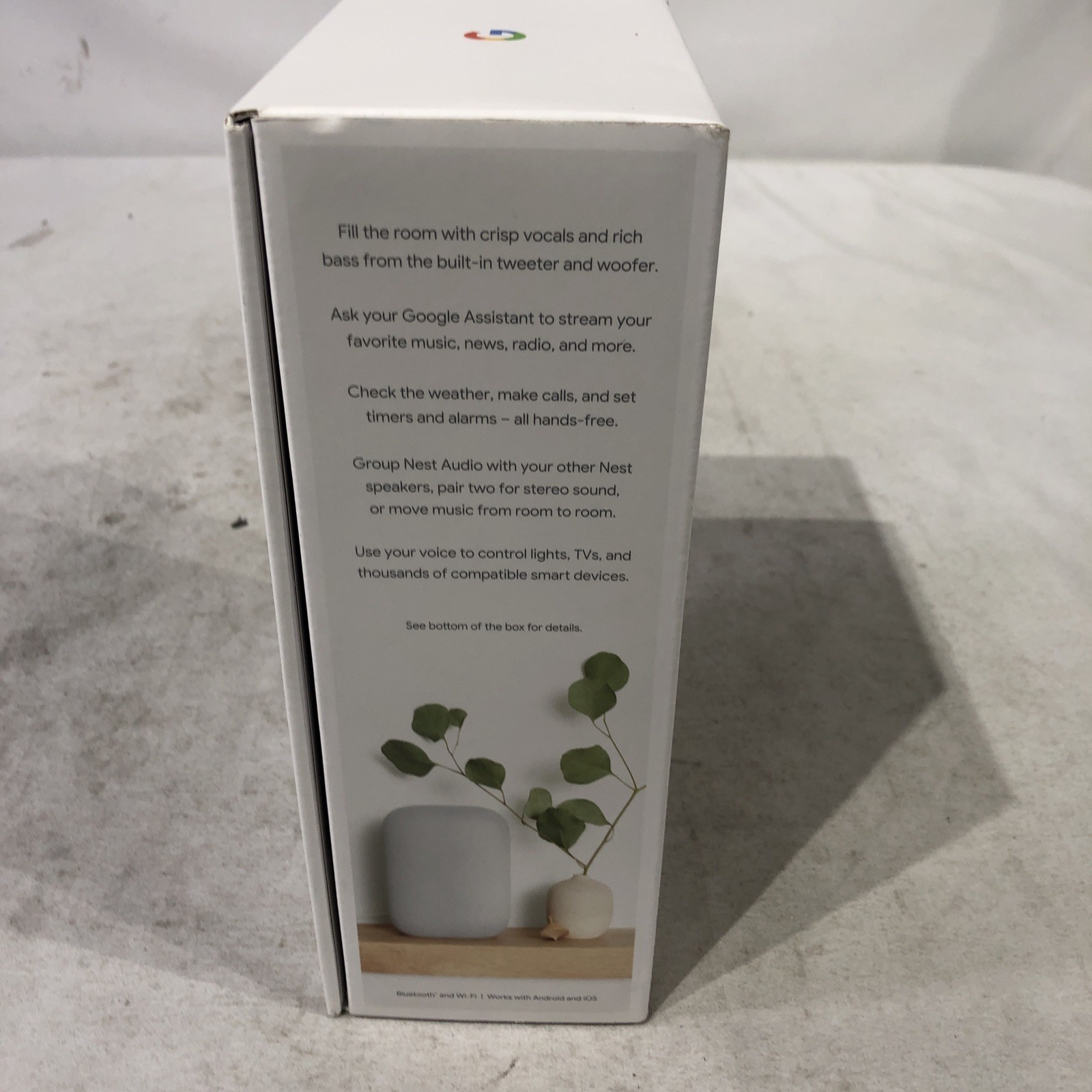 Google Nest Audio Smart Speaker Chalk White, w/ OG Box & Power Cord