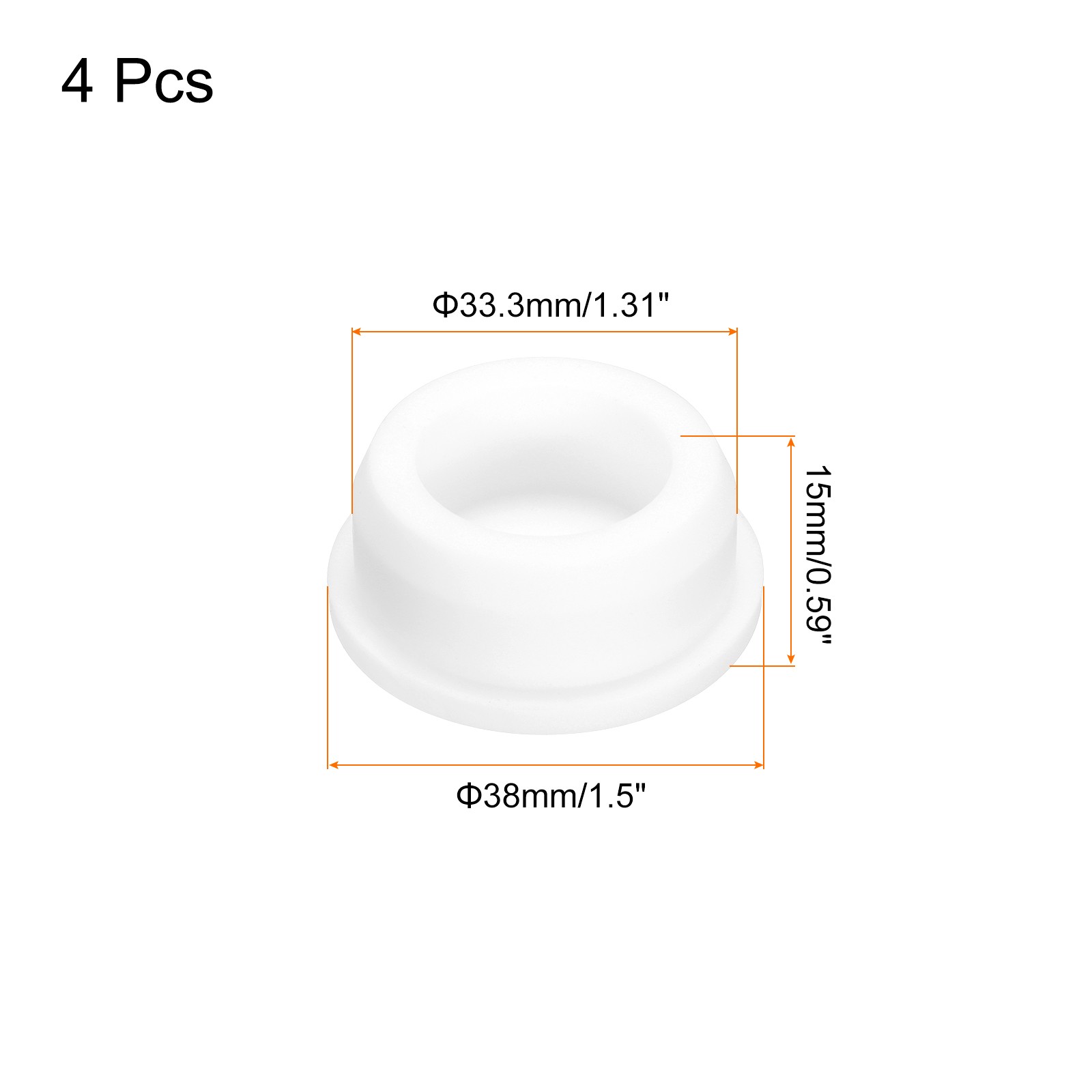 4 Pcs High Temp Silicone Plug Mount Dia 33.3mm/1.31 Inch t Shaped Rubber Stopper