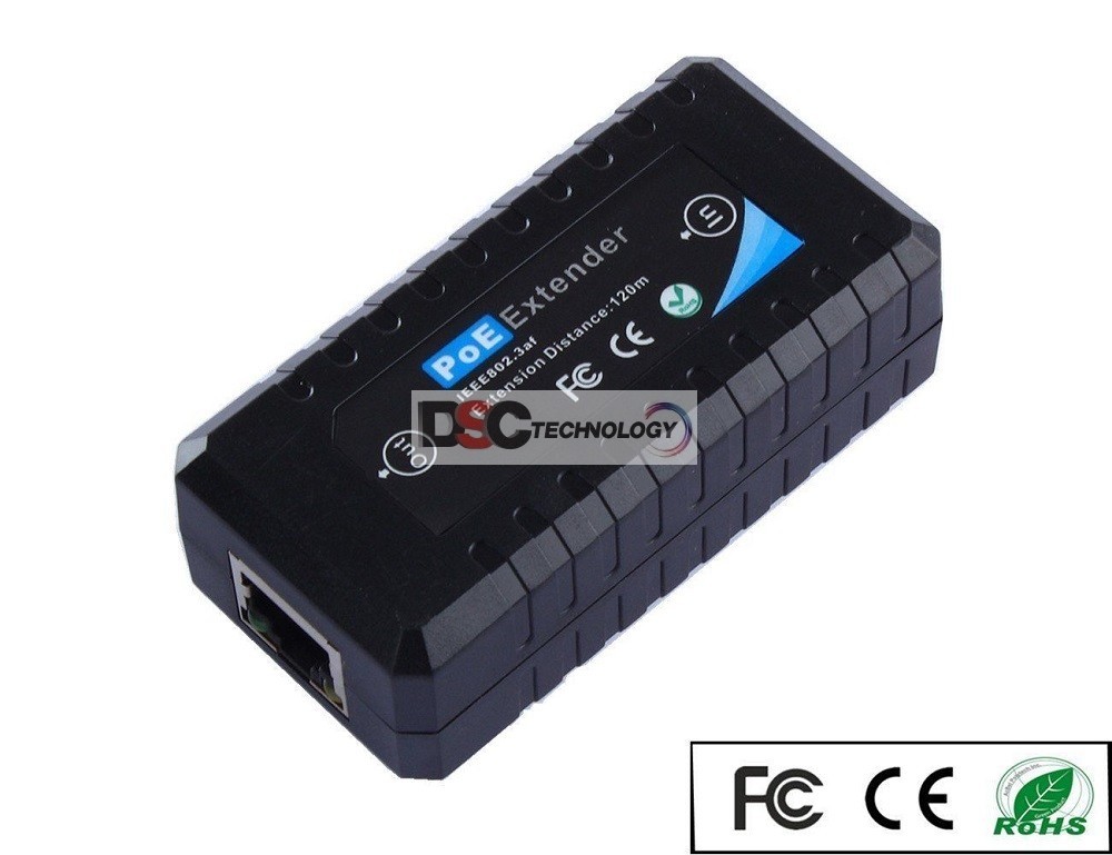 PoE 100M Extender PnP Power over Ethernet IP CCTV Security Camera IEEE 802.3af
