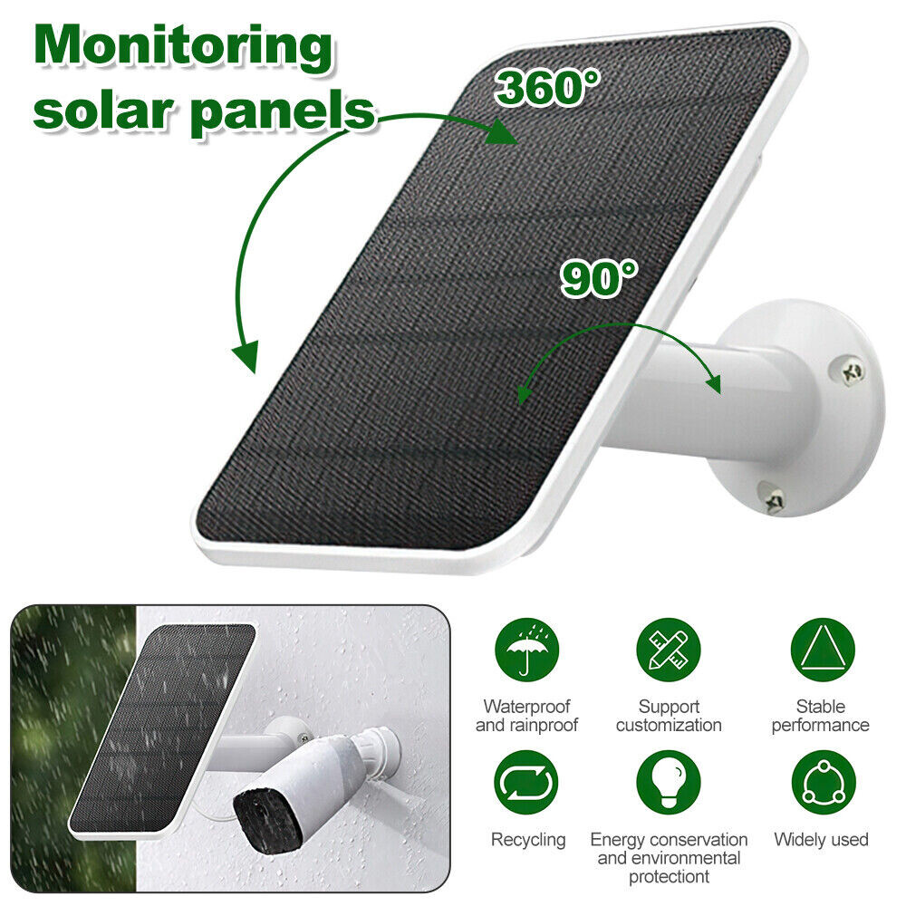 Solar Panel for Outdoor Security Camera Battery 10W Micro USB Type-C PD 3M Cable
