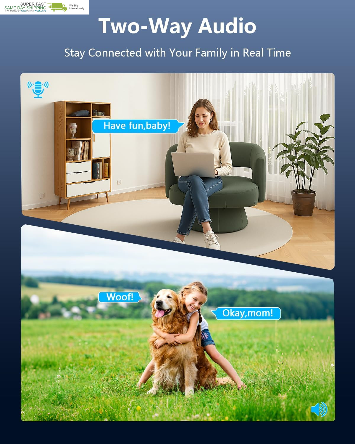 130° Wide View, AI Human Detection, 2.4/5.8Ghz Dual-Band Wifi, Solar Powered, Fr