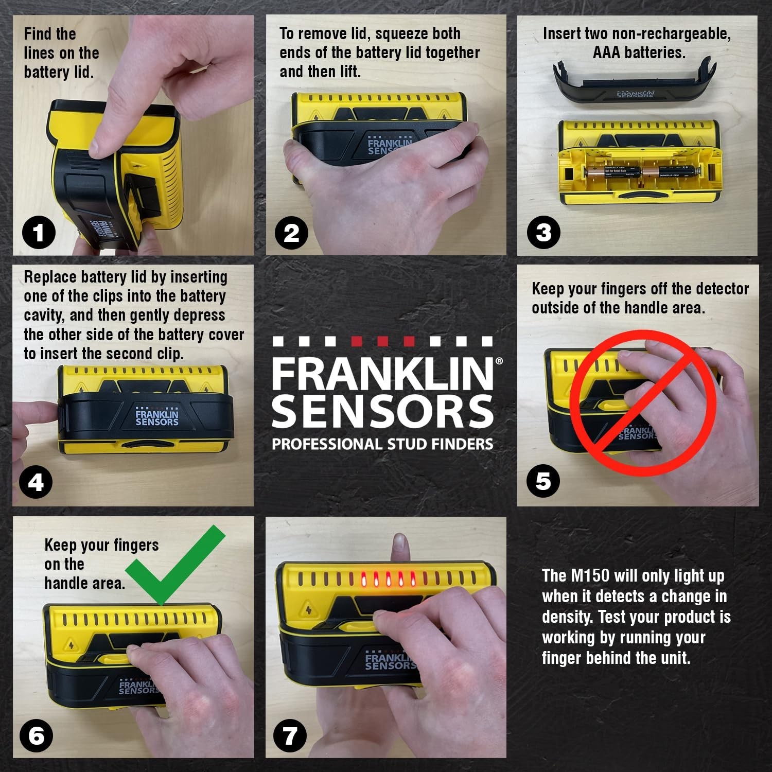 Franklin Sensors ProSensor M150 Stud Finder w/ Live Wire Detection Wall Scan