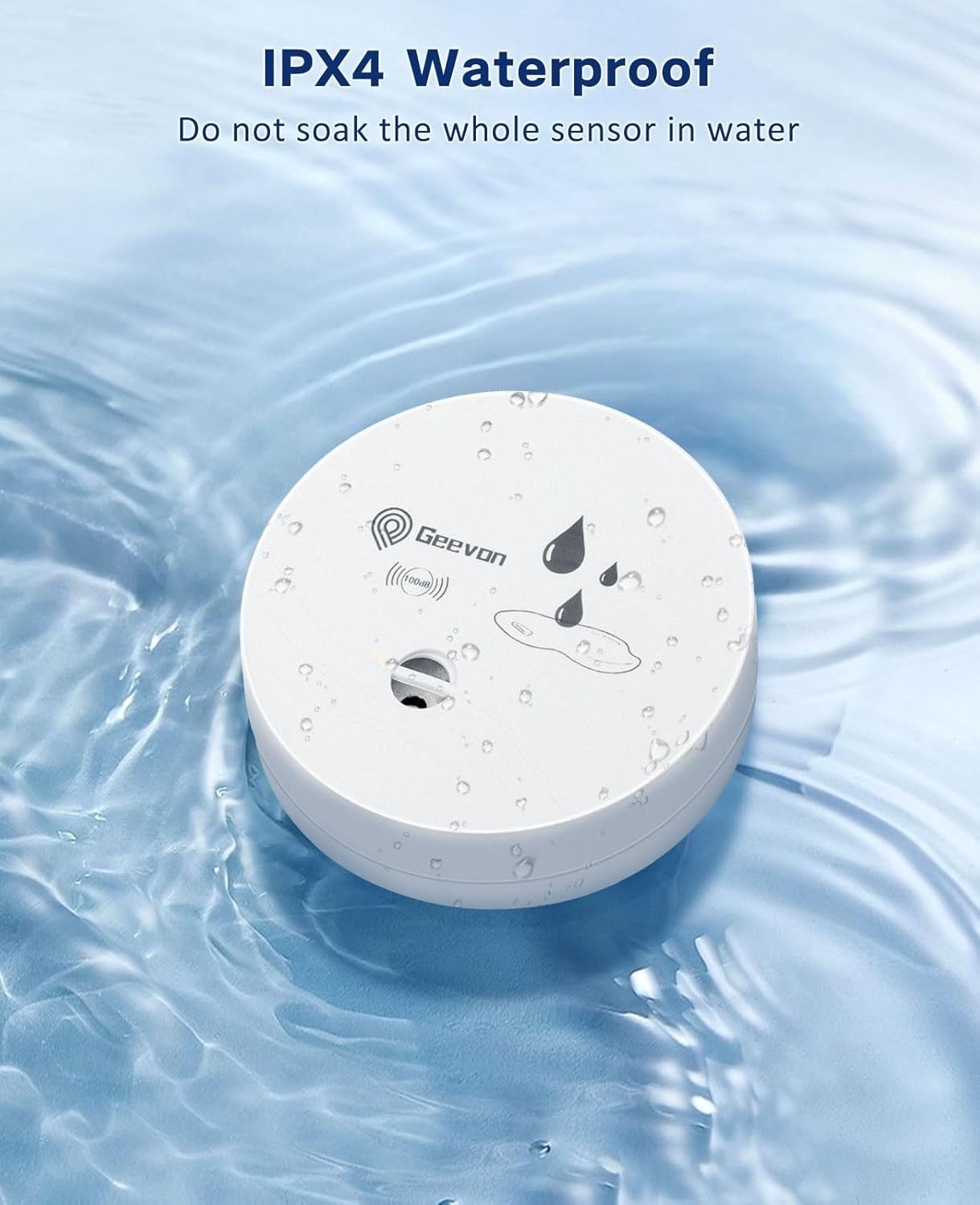 2 Pack Water Leak Detectors, 100dB Water Sensor Alarms Flood Detector for Bas…