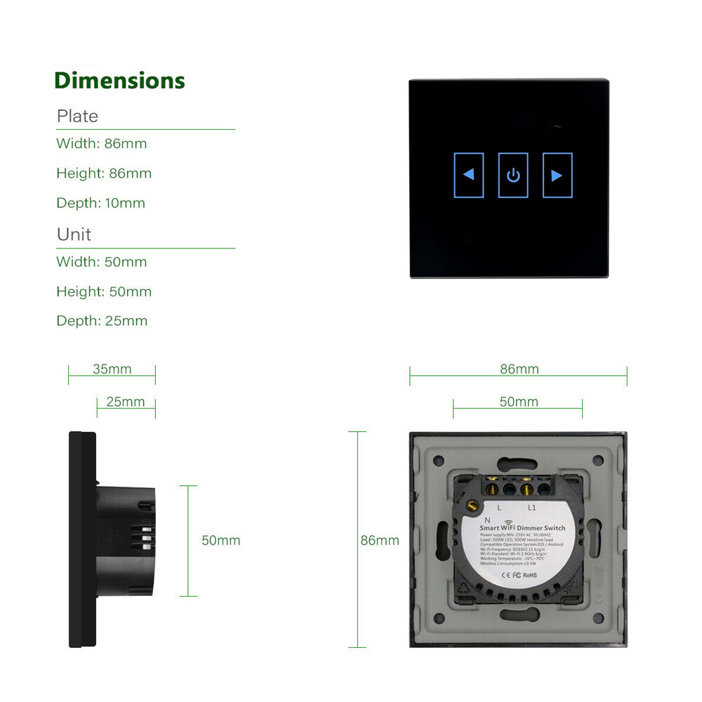 eWelink WiFi Dimmer Switch EU Touch Panel APP Voice Control Fr Alexa Google Home