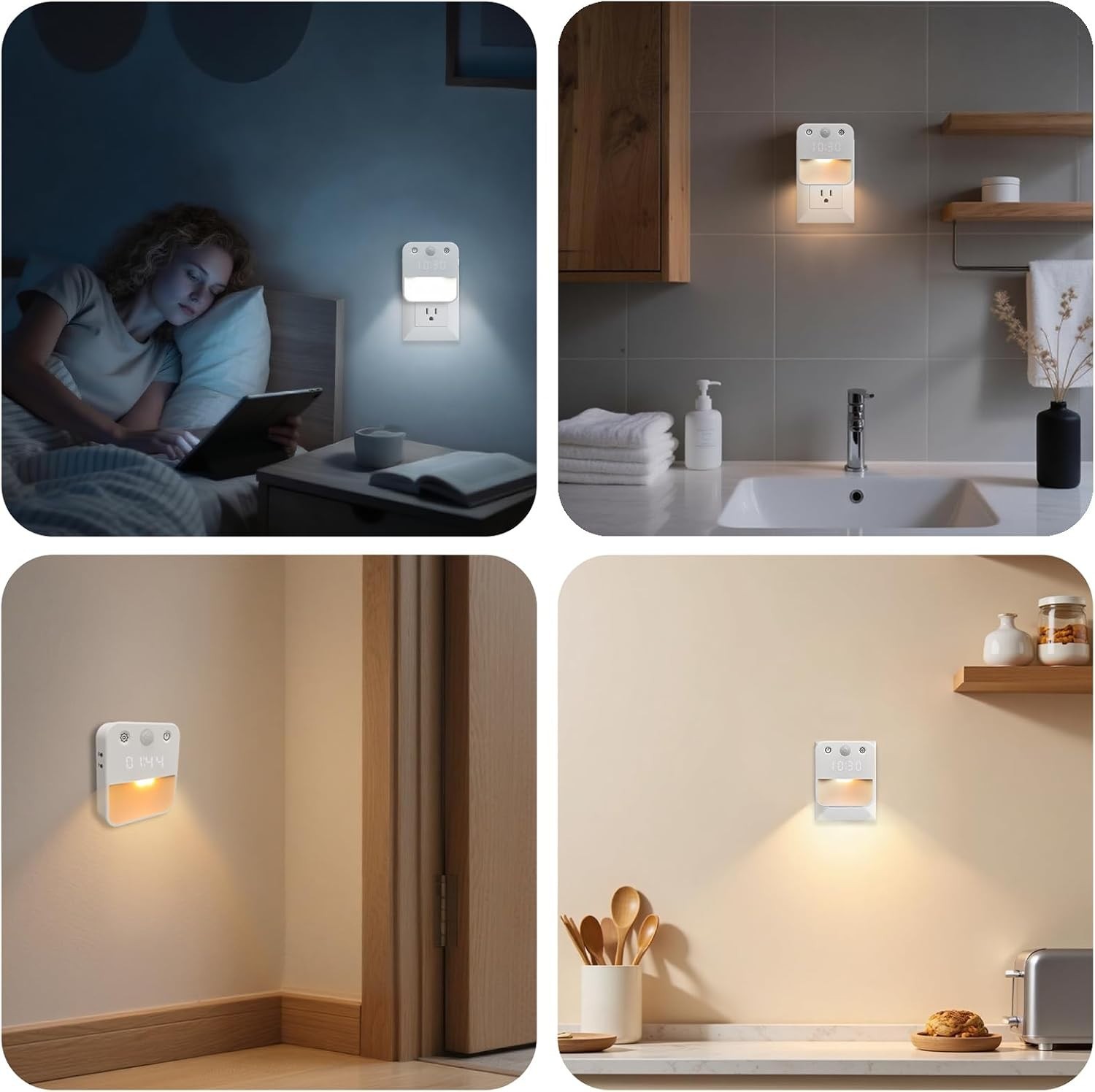 Compact Motion Sensor Indoor Light – Adjustable Colors & Clock for Modern Homes