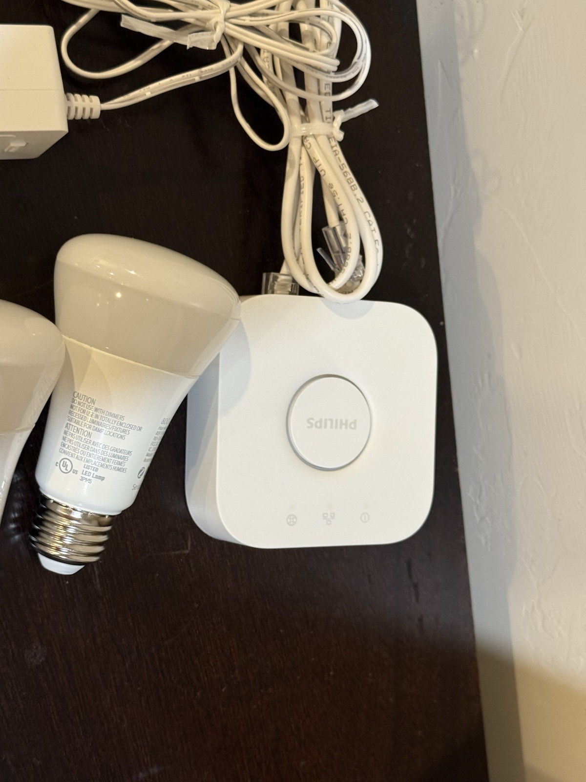 Philips Hue Bridge Lighting Controller Hub – White with 2 Bulbs & Power Supply