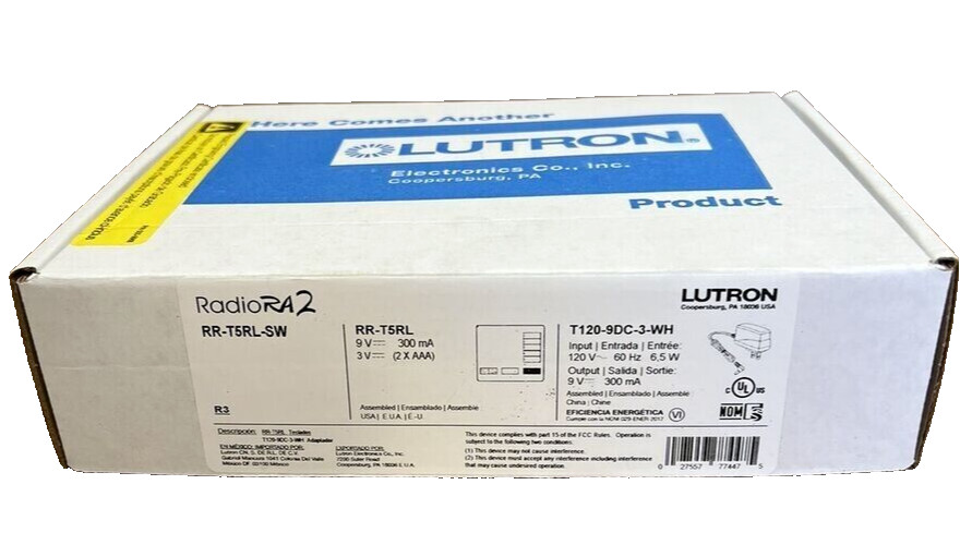Lutron RR-T5RL-SW Radio Ra2 TableTop 5 button keypad WHITE Price Ea NEW