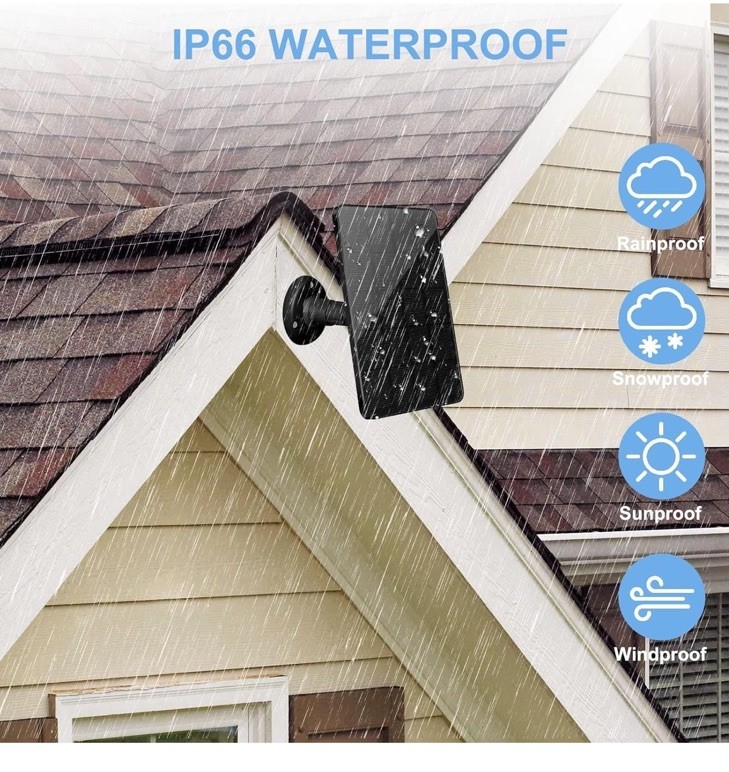 3W 5V Solar Panel for Security Camera with Micro USB Type C Port Battery Charger