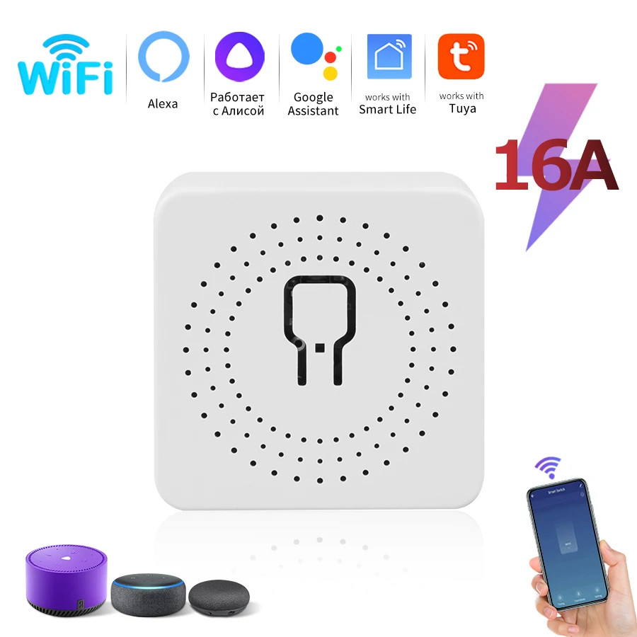 16A 20A Tuya Wifi Smart Switch 2-Way Control Mini Smart Breaker Work with Smart