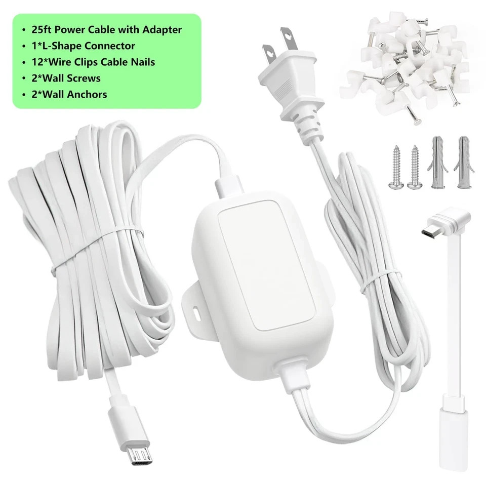 25FT Outdoor Power Adapter for WYZE Cam V4, WYZE Cam OG/V3/V3 Pro, L-Shape Mi…