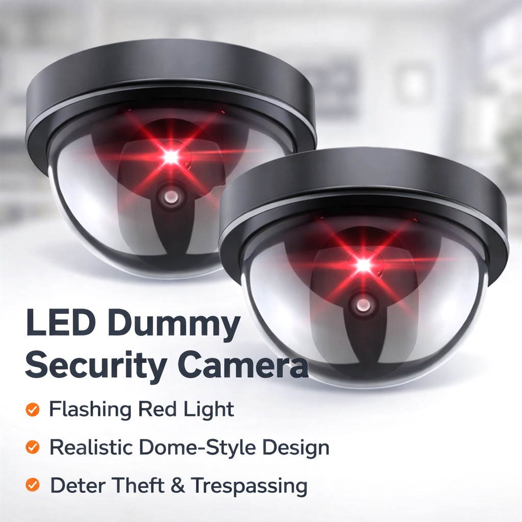 1-8Pack Dummy Camera Fake Security CCTV Dome Camera with Flashing Red LED Light