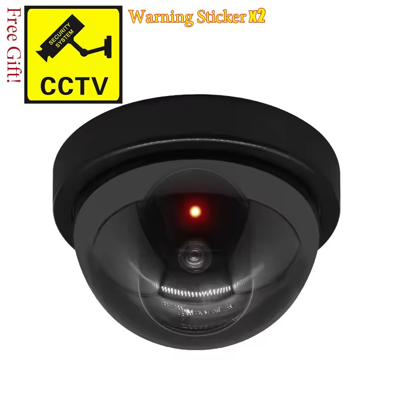 1-Pack Dummy Camera Fake Security CCTV Dome Camera with Flashing Red LED Light