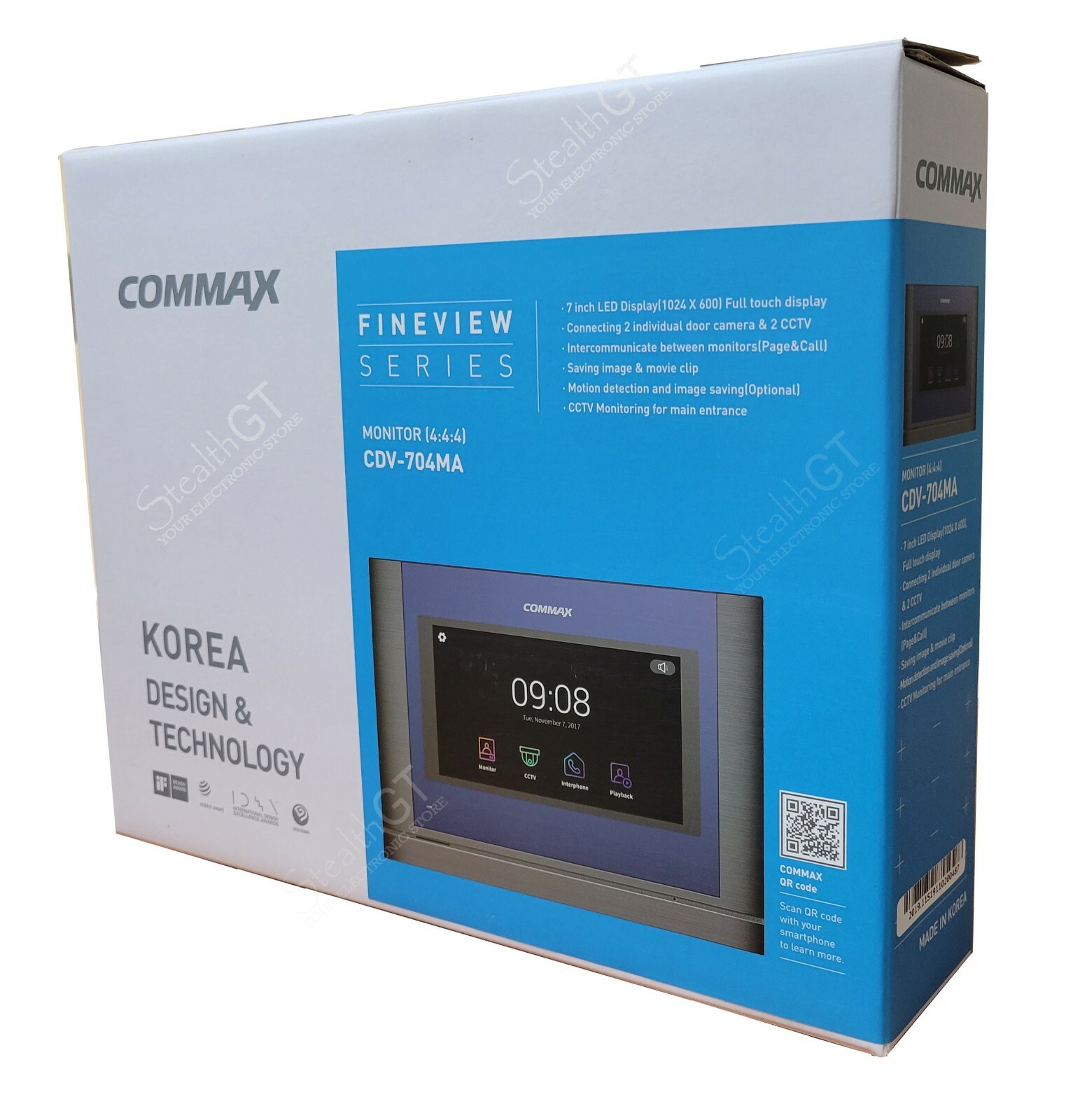 Commax Video Intercom Kit with 7 Inch Indoor Monitor and Door Bell Camera