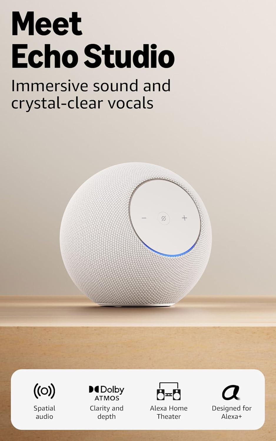 New 2025 Amazon Echo Studio w/ immersive spatial audio, Dolby Atmos, Alexa+