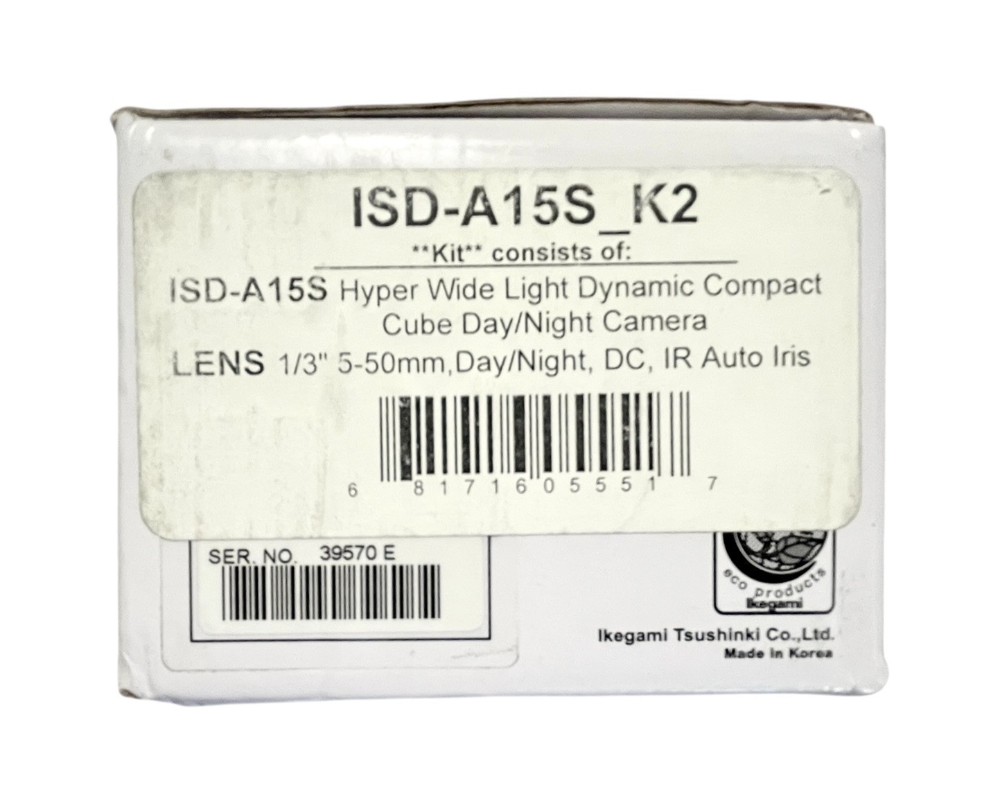 Ikegami ISD-A15S_K2 Hyper Wide Compact Cube Day/Night Color Camera Kit with Lens