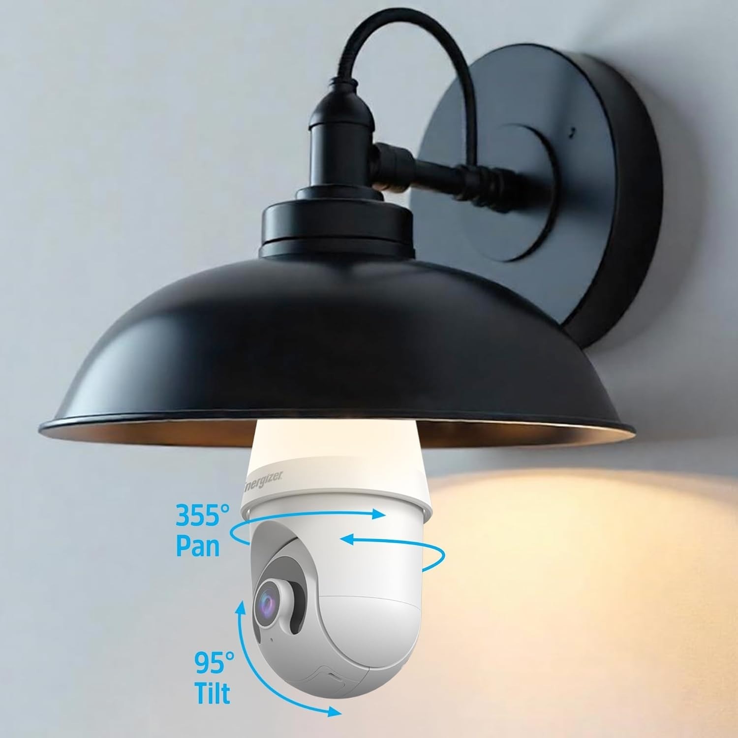 Energizer 1000 Lumens Light Bulb Camera, 2K Outdoor Smart Home Security Camera w