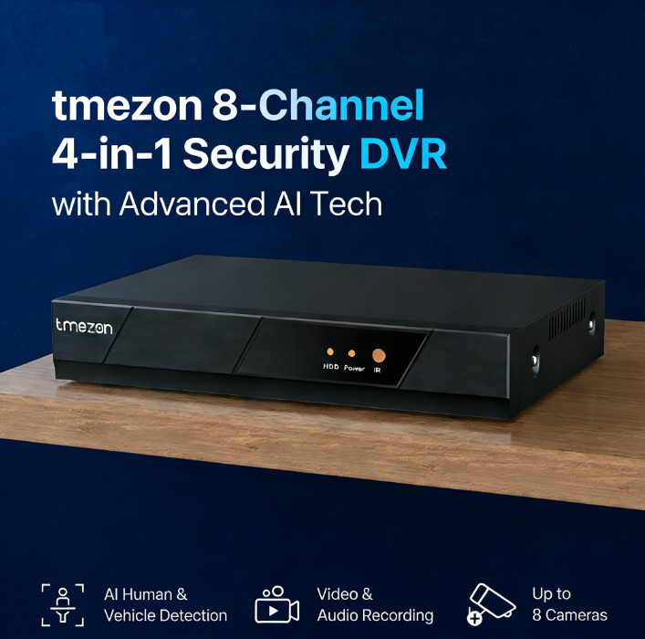 TMEZON 4CH/8CH 1080P Lite 5in1 DVR Recorder Video fr Security Camera System 1TB