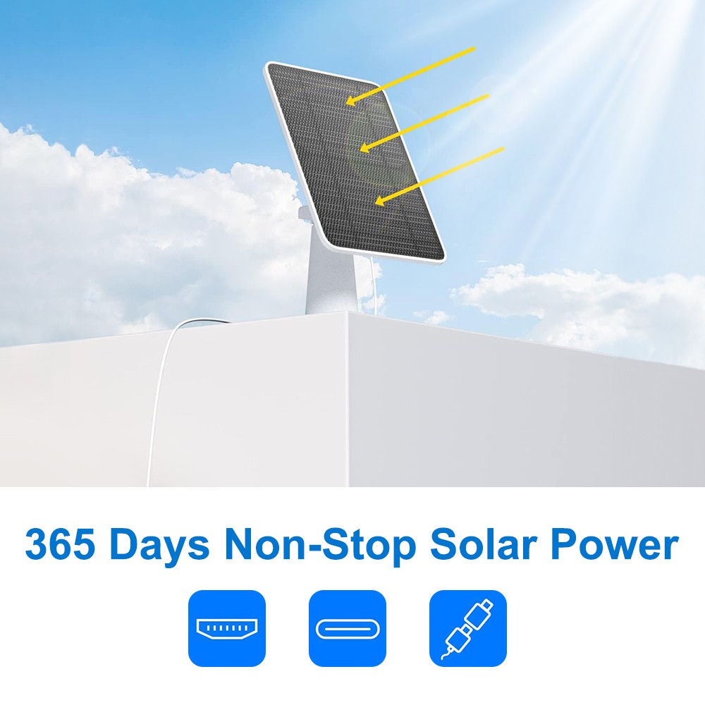 10W Solar Panel fr Eufy Cam Eufycam E/2C/E/2 Pro CCTV IP Camera Micro USB Type-C
