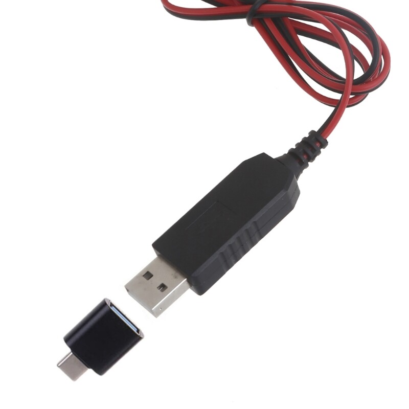 USB 5V2A to LR14 False Battery Power Cord + Adapter Replace 3xLR14 Batteries