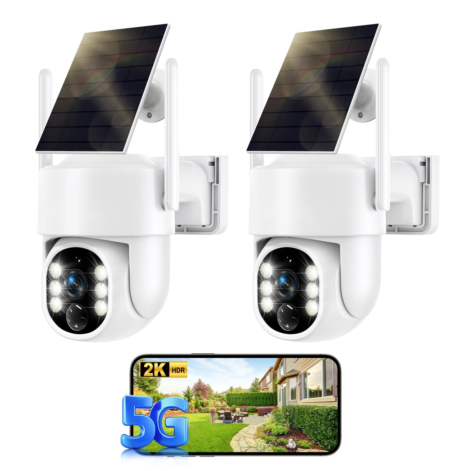 Solar Security Cameras Wireless Outdoor, 5G&2.4GHz Cameras for Home Security,…