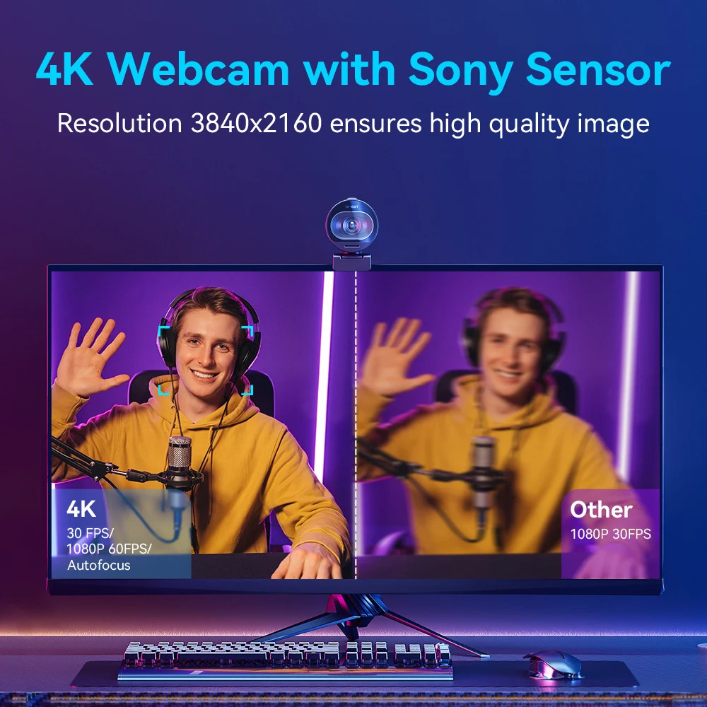 Webcam 4K Streaming Web Camera 1080P 60FPS USB Camera EMEET S600 Autofocus Livin