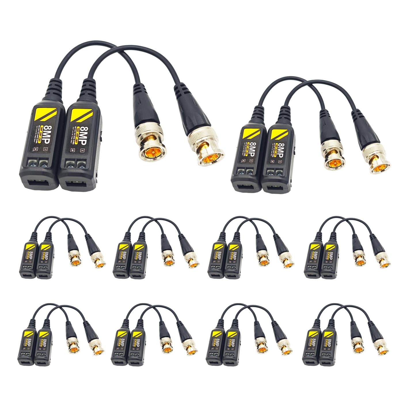 10 Pairs 4K Passive HD BNC Video Balun Transceiver Via UTP RJ45 Cable