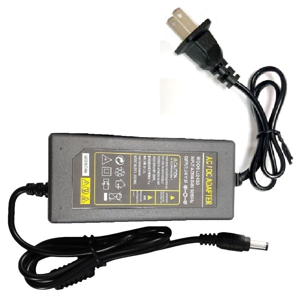 DC 24V 3A Adapter Input AC100-240W Vac 50/60Hz Max 72W Output 5.5×2.1mm US plug